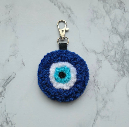 Evil Eye Keychain, Punch Needle keychain